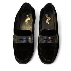 Sebago Men’s Black Velour & Leather Penny Loafers Size 8M Classic Dress Shoes